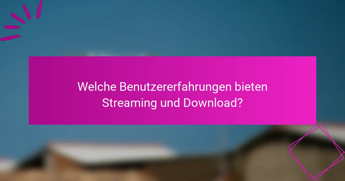 Welche Benutzererfahrungen bieten Streaming und Download?