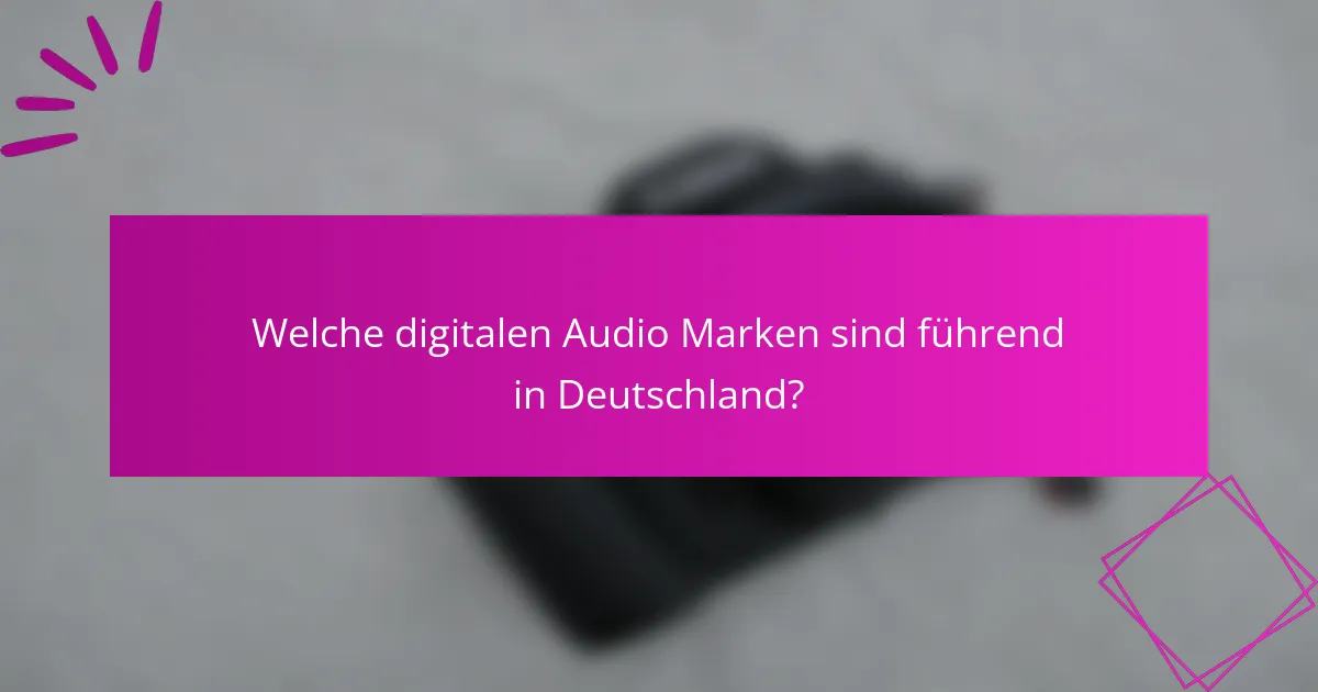 Welche digitalen Audio Marken sind führend in Deutschland?