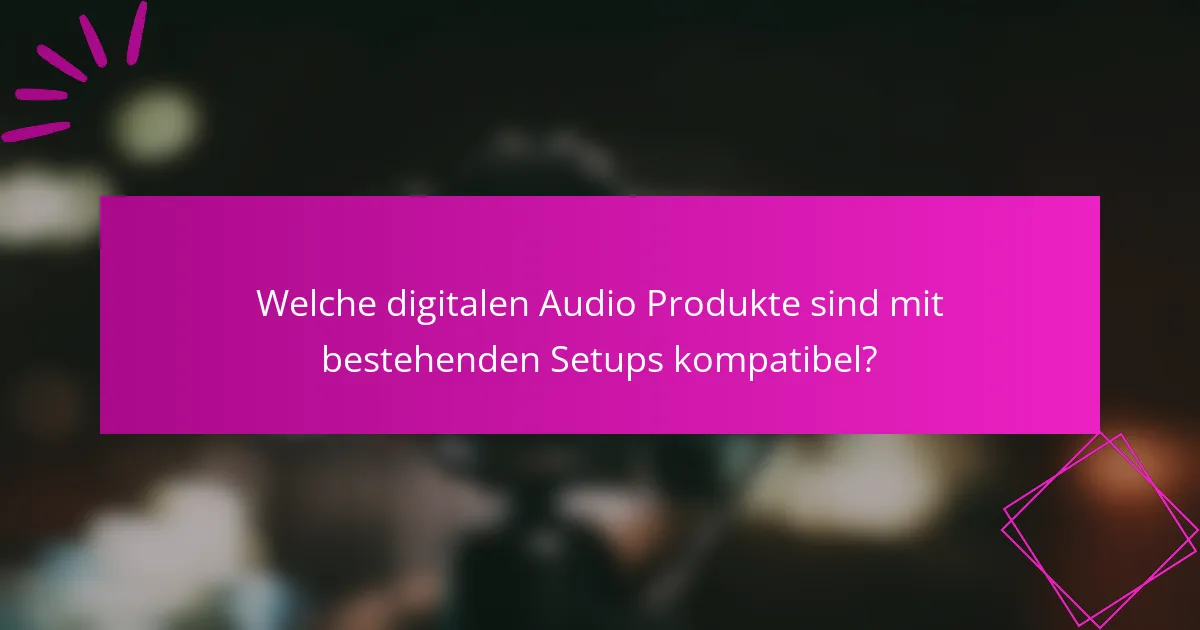 Welche digitalen Audio Produkte sind mit bestehenden Setups kompatibel?