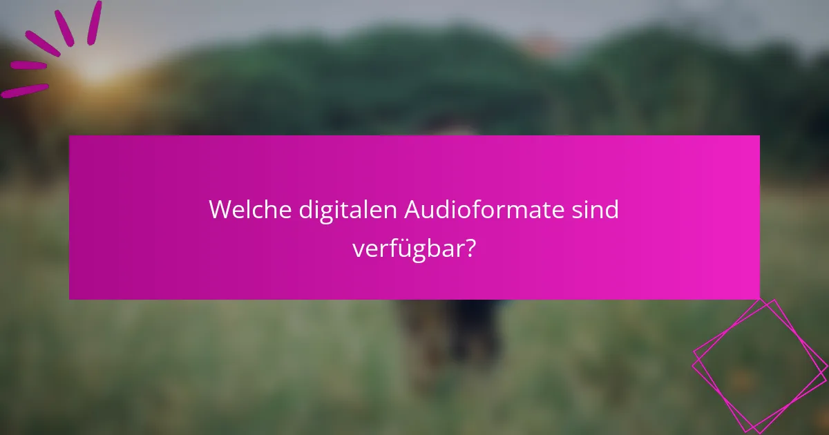 Welche digitalen Audioformate sind verfügbar?