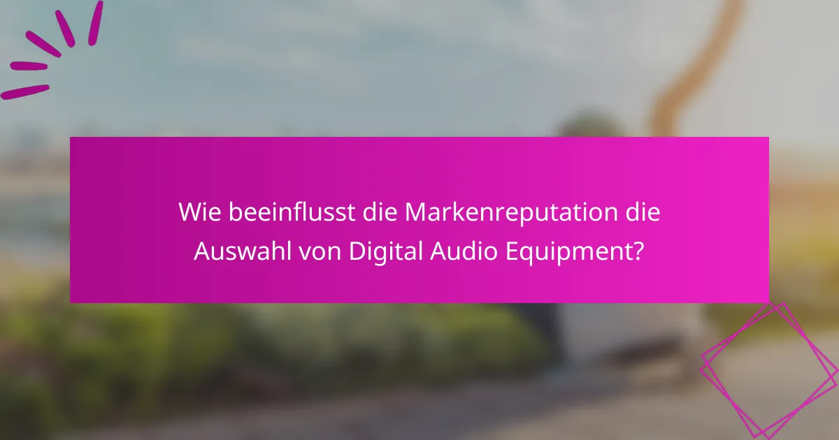 Wie beeinflusst die Markenreputation die Auswahl von Digital Audio Equipment?