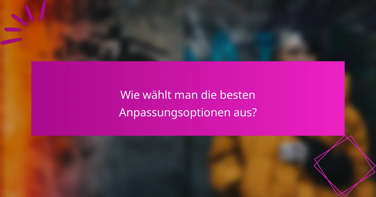 Wie wählt man die besten Anpassungsoptionen aus?