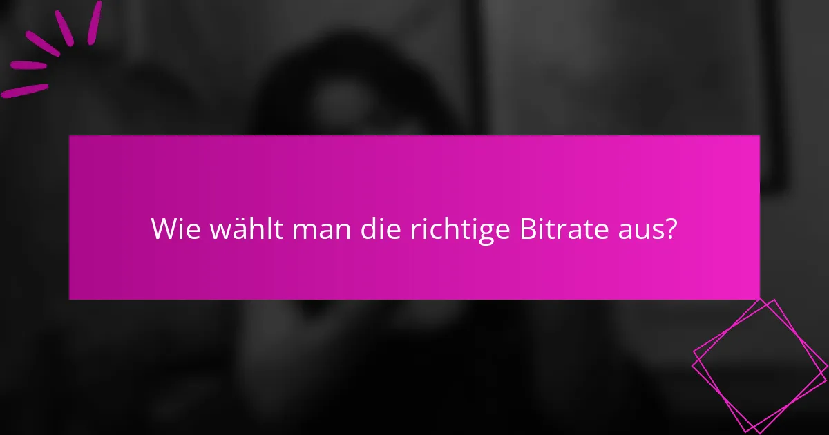 Wie wählt man die richtige Bitrate aus?